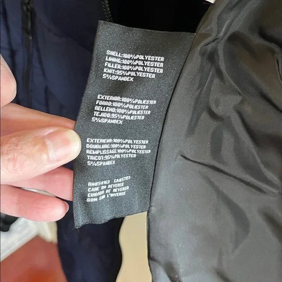 Womens Medium Guess Navy Blue Thick Long Hooded Jacket - Picture 5 of 10